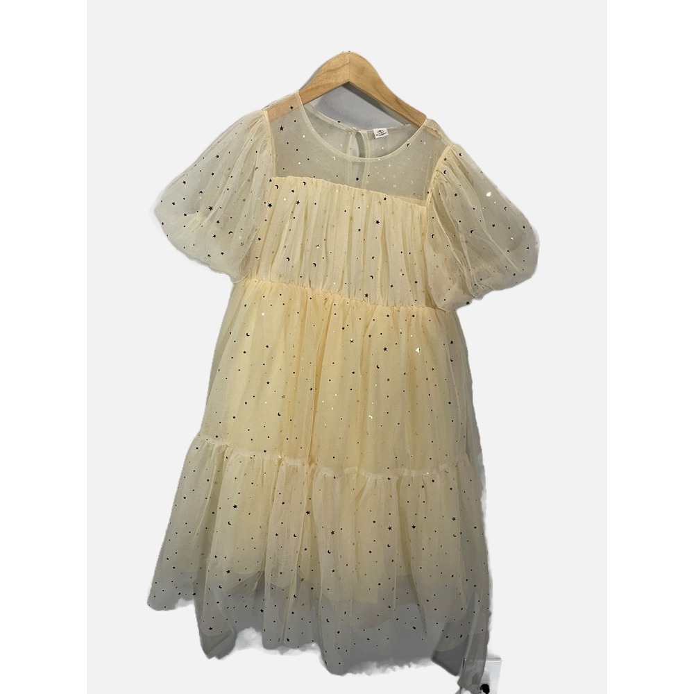 Cara Sweet Tulle Dress Kids 10-11Y Cream Star Moon Celestial Fairy Puff Sleeve